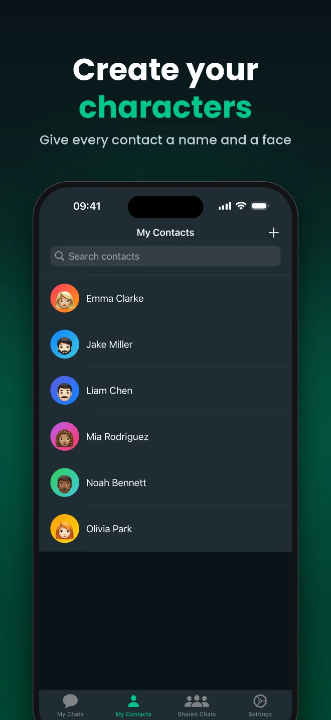 FauxChat app screenshot: Fake Group Chat Generator